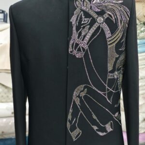 MENS BLACK HANDWORK FABRIC ON JAPANESE FOR BOMBER & JODHPURI